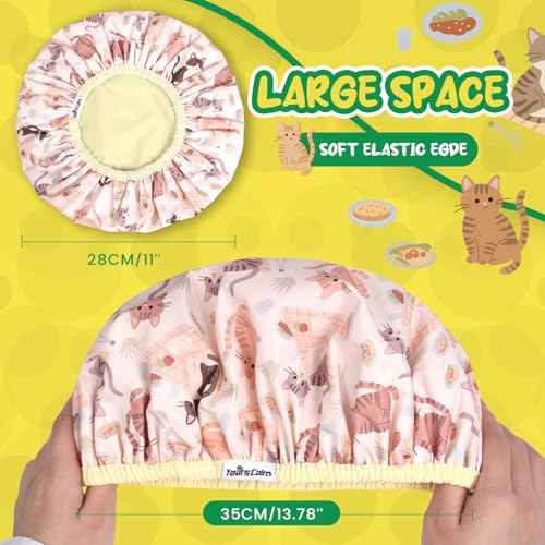 Years calm Kids Shower Cap, Waterproof Reusable Cartoon Bath Cap with Double Layers & Soft Elastic Band, Washable shower cap for kids, Great for Daily Bath