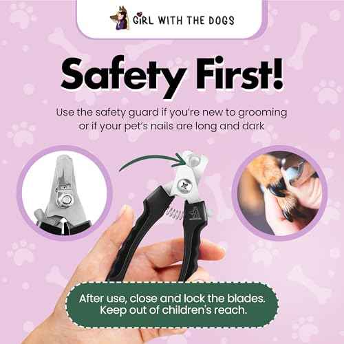 Pet Nail Clippers by Girl With The Dogs, Nail Clippers for Grooming and Claw Care for Cats/Dogs (Large)