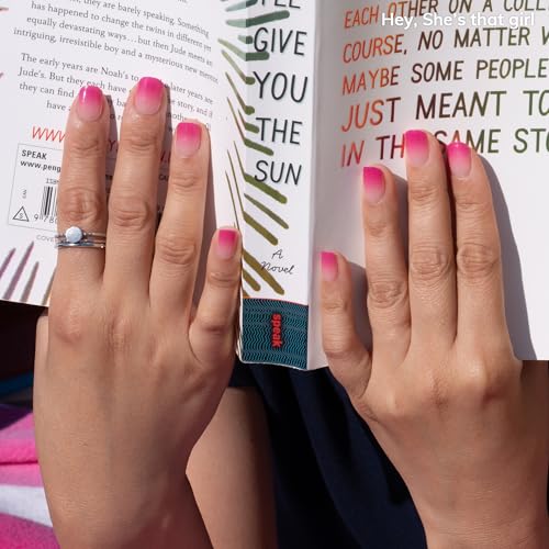 Heyhae Pink Ombre Semi Cured Gel Nail Strips - Salon Quality Kit (28 Strips)