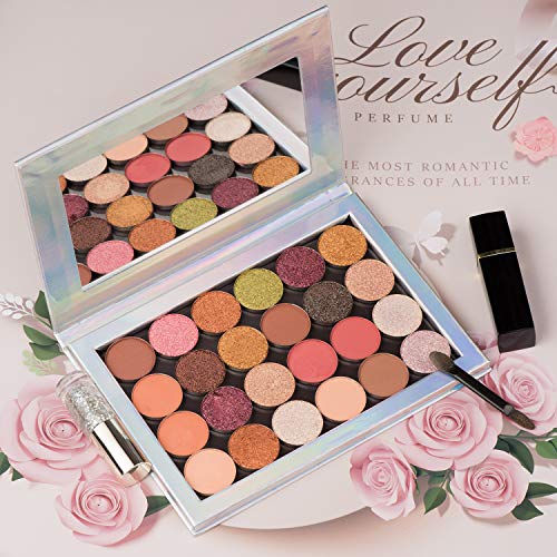 Allwon Magnetic Makeup Palette - Mermaid Silver with Mirror & 30 Stickers