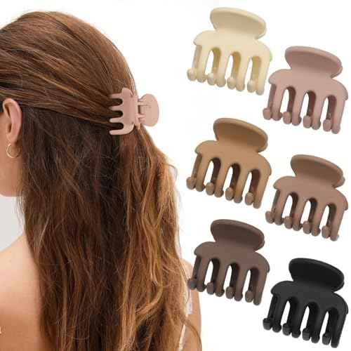 6 PCS Small Claw Clips for Women, Matte Medium Hair Claw Clips for Thin Fine Hair, Strong Hold Hair Clip, Durable Non-slip Short Hair Accessories