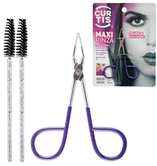 Curtis SACACEJAS Scissors TWEEZERS-STRAIGHT TIP-Easy to Hold-Amazing Tweezers For Eyebrows & ANY Facial Hair,Ingrown Hair,Fine Hair,Chin Hair,Blackhead MADE IN MEXICO,Silver,Purple