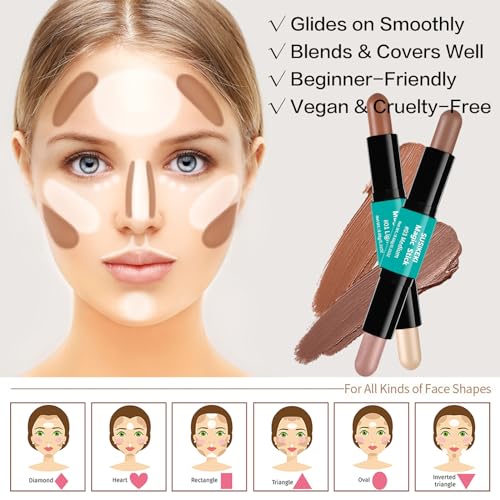 Contour & Highlighter Stick Duo - 2Pc Face Shaping Makeup Set