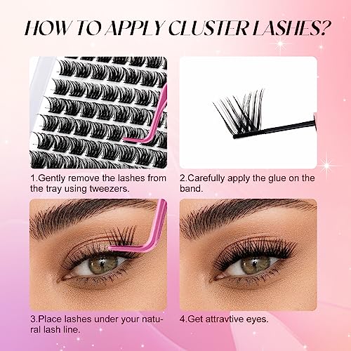 FADLASH Lash Clusters DIY Eyelash Extensions 96 Pack D Curl