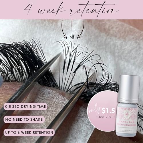 Non Shake Extra Strong Eyelash Extension Glue iLevel Lab - No Need to Shake (0.17fl.oz / 5ml) / 0.5 Sec Dry/Retention ? 4 Weeks/Black Adhesive/Professional Supplies