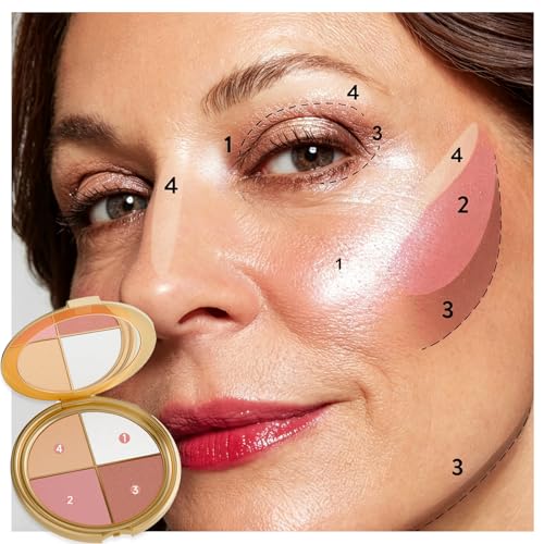 Eye & Cheek Palette - 4-In-1 Shimmer Eyeshadow Blush Highlighter