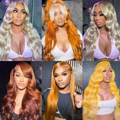 613 Lace Front Wig Human Hair 180 Density 13x4 Body Wave HD Transparent Lace Front Wigs Blonde Wig Glueless Wigs Pre Plucked Pre Cut With Natural Hairline 22 Inch