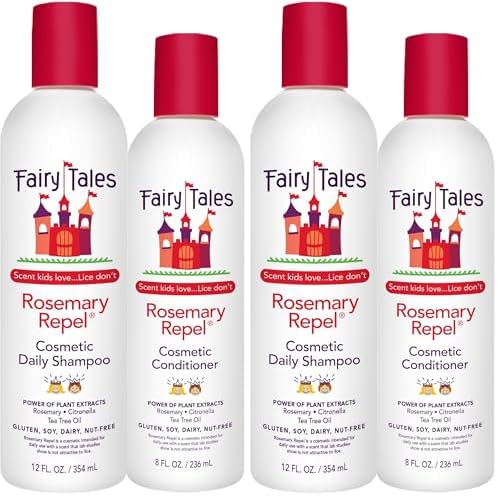 Fairy Tales Rosemary Repel Shampoo, 12 fl oz. and Conditioner, 8 fl oz. Duo Kids Like the Smell, Lice Do Not (Pack of 2)