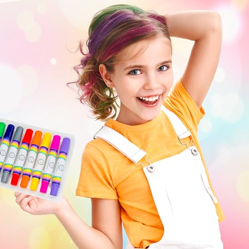 10 Pack Washable Hair Chalk Pens for Kids - Non-Toxic & Easy to Use