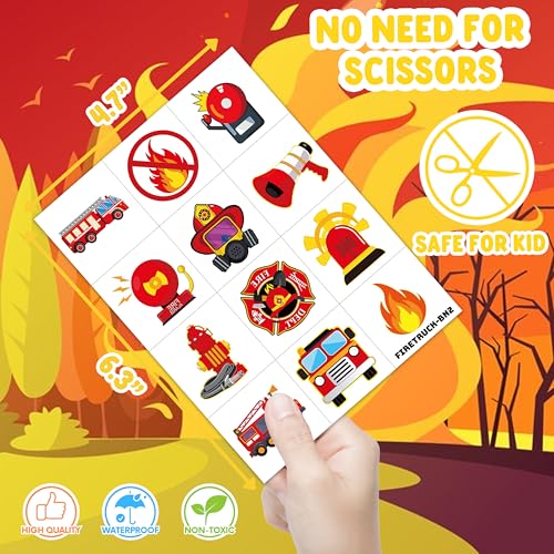 96-Piece Fire Truck Temporary Tattoos for Kids