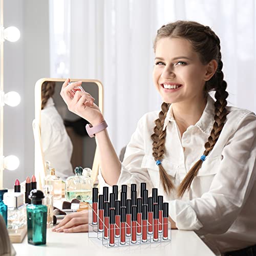 Macarrie 4 Pieces Lipstick Holder Organizer 24 Slot Acrylic Lipstick Makeup Organizer Case Display Stand Storage Box for Lipsticks Lipgloss Brushes Cosmetics