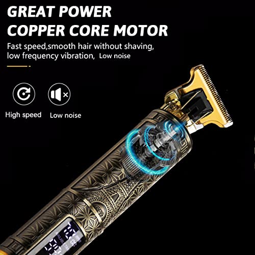Hair Clippers for Men, Zero Gapped T-Blade Hair Trimmer with 3 Speed Adjustment LED Display, Rechargeable Cordless Grooming Kit for Men