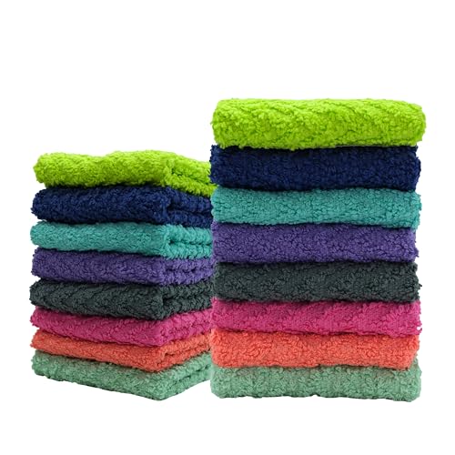 ZUPERIA Zigzag Washcloths 16 Pack - 12x12 Soft Cotton