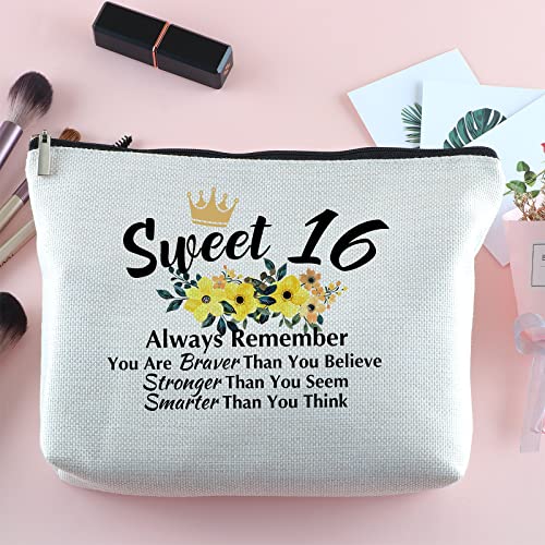 Sweet 16 Gifts for Her Zipper Travel Makeup Bag Sweet Sixteen Gifts for Sister Best Friend Sweet 16 Gifts for Niece Daughter 16th Birthday Gifts Ideas
