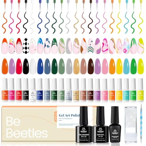 beetles Gel Polish Nail Art Polish Gel Liner Pastel Nail Polish White Black Red Glitter Neon Gel Nail Polish Paint Swirl Built Thin Brush in Bottle Soak off Uv Gold Gel Nail Women Gifts