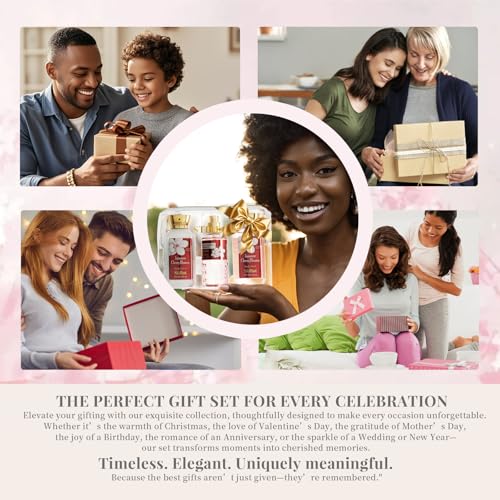 Bath and Body Care Gift Sets, Cherry Blossom Spa Shower Travel Set for Teenager and Her, Including Body Wash, Body Lotion and Fragrance Body Mist, for Birthday Anniversary Wedding Christmas New Year