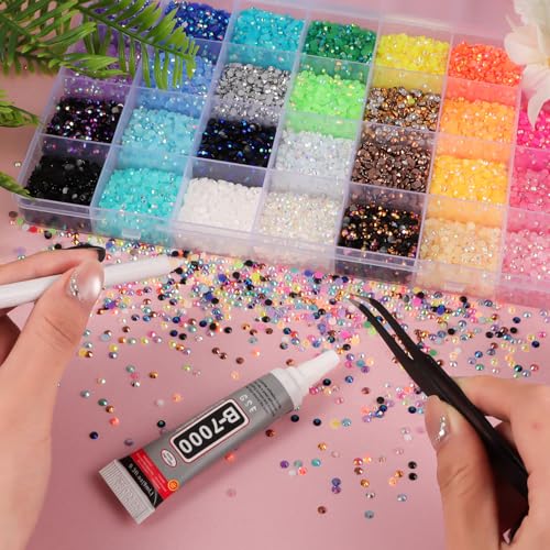 28 Colors 3mm Resin Rhinestones Bedazzling Kit with B7000 Glue
