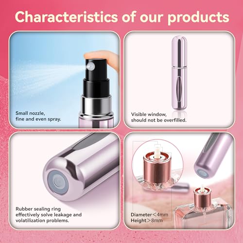 5ml Refillable Perfume Atomizer - 4 Pack Travel Spray Bottles
