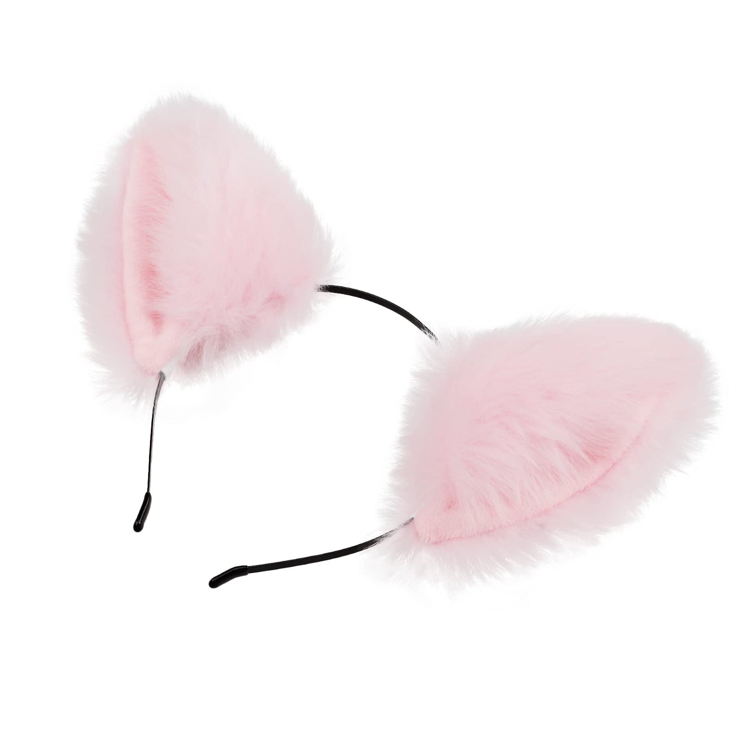 BAOBAO Women Girl Cat Fox Long Fur Ears Headband Party Cosplay Costume Hairband (Pink #2)