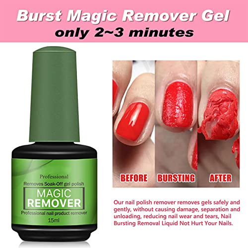 Magic Gel Nail Polish Remover 3-Pack (15ml) - Fast Burst Soak Off No Foil