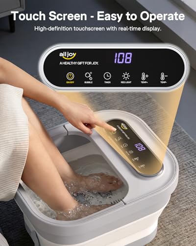 ALLJOY Collapsible Foot Spa with Heat, Bubbles & Massage Rollers