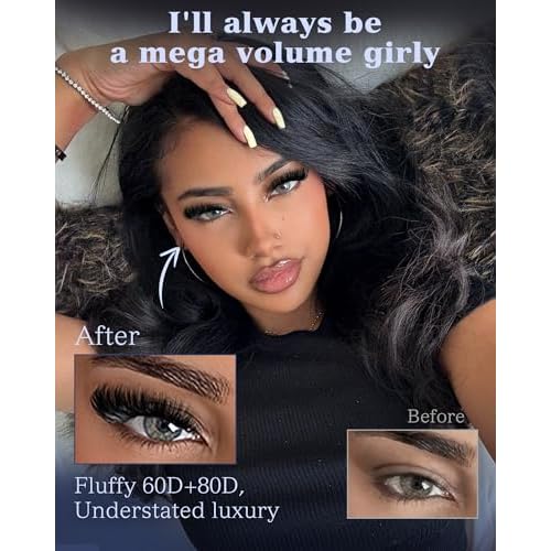 Fluff Lash Clusters 60D+80D Thick Eyelash Clusters D Curly Wispy Individual Lashes 10-18mm Cluster Eyelash?Extensions 280pcs False Eyelashes DIY Flat Lash Extension by TOOCHUNAG
