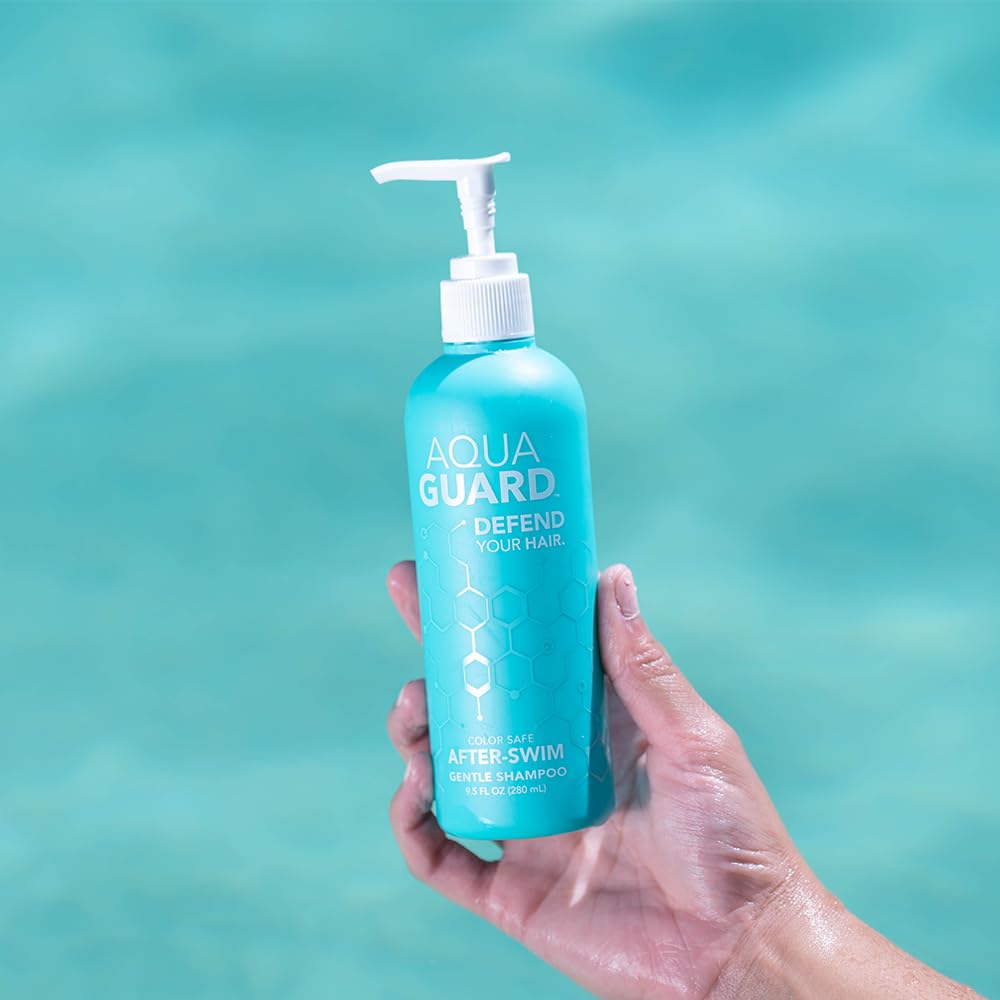 AquaGuard Gentle Clarifying Shampoo - Defeat Chlorine and Enjoy the Pool - No More Pool Hair Smell - Paraben and Gluten Free, Vegan, Color Safe, Leaping Bunny Certified (Two Bottles)