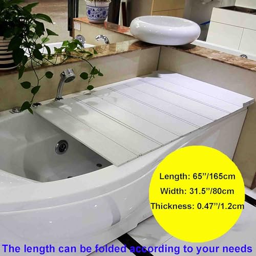 Foldable Bathtub Cover Caddy – PVC Shutter Lid with Heat Insulation
