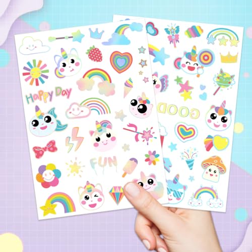Unicorn Temporary Tattoos for Kids - 90+ Glitter Stickers