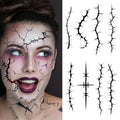 16 Sheet Stitch Scar Face Temporary Tattoos - Halloween Waterproof