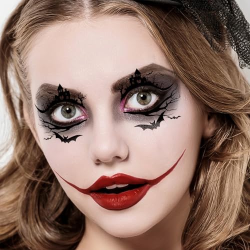 24pcs Halloween Temporary Tattoo Stickers with Lash Designs