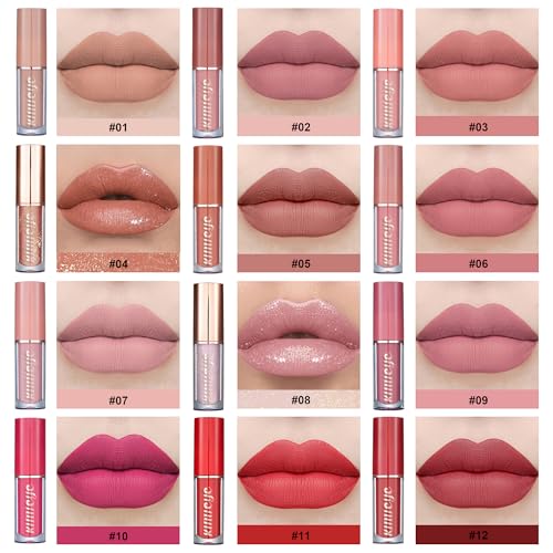 12-Piece Matte Liquid Lipstick Set, Waterproof 24H Wear