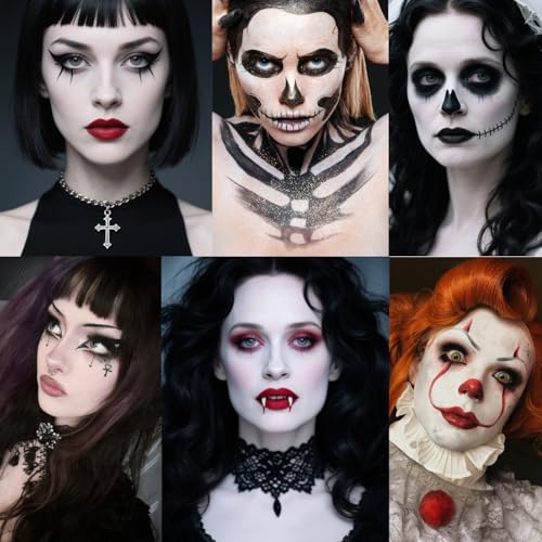 White Cream to Powder Foundation Makeup for Halloween Costumes