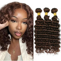 Brown Deep Wave Human Hair Bundles - 3pc Color #4 14-18in