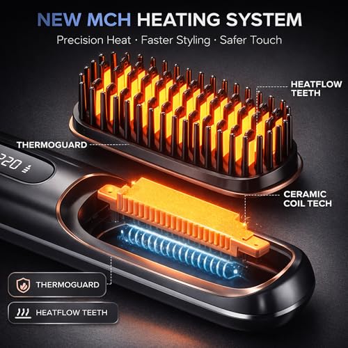 NUMOYA Go Brush Pro Cordless Hair Straightener, Portable Travel