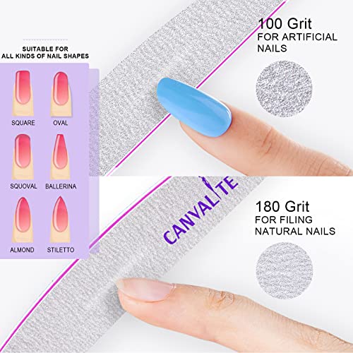 Canvalite 10 PCS Professional Nail Files 100/180 Grit Double Sided