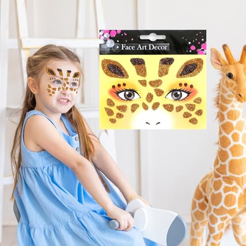 Giraffe Face Glitter Tattoo Stickers - 2 Sheets