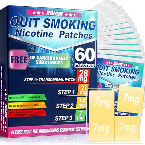 RBUGR Nicotine Patches 60 Pack Tearable Step-Down Quit Smoking