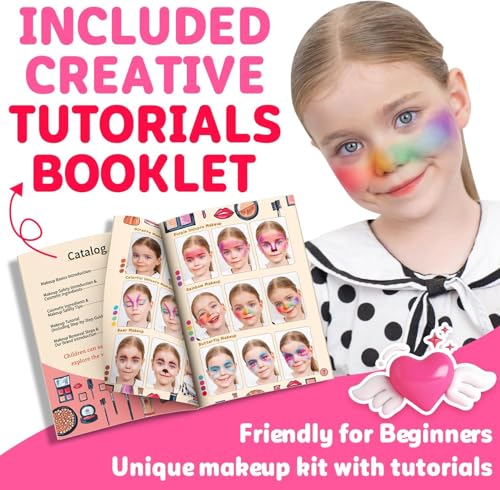 Hollyhi 59-Piece Kids Makeup Kit with Case & Tutorial Booklet