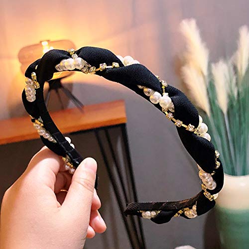 Beautiful Temperament Braid Pearl Headband-rhinestone Winding Hairpin-four Colors To Meet Different Wearing Needs Matching-simple Atmosphere. (Pink)