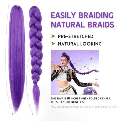 Purple Braiding Hair Extensions 26 Inch Pre-Stretched 2 Pack