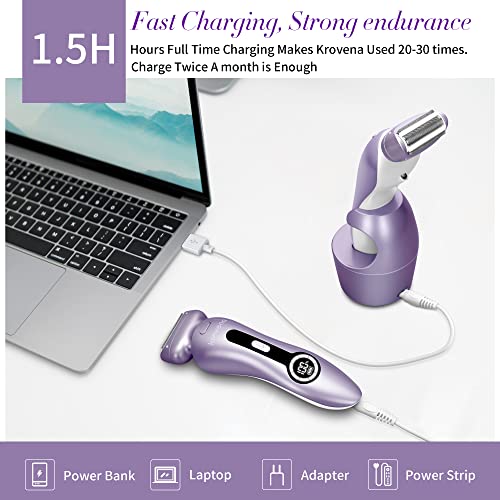 Purple Women's Electric Shaver & Bikini Trimmer, Wet Dry Rechargeable Razor