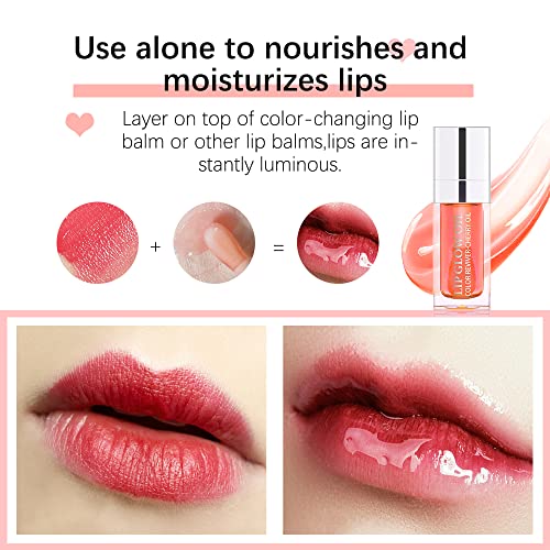 Weekbox Hydrating Lip Glow Oil, Moisturizing Lip Glow Oil, Nourishing Glossy Transparent Lip Oil, Plumping Lip Oil, Lip Balm, Non-sticky Tinted Toot Lip Balm for Lip Care