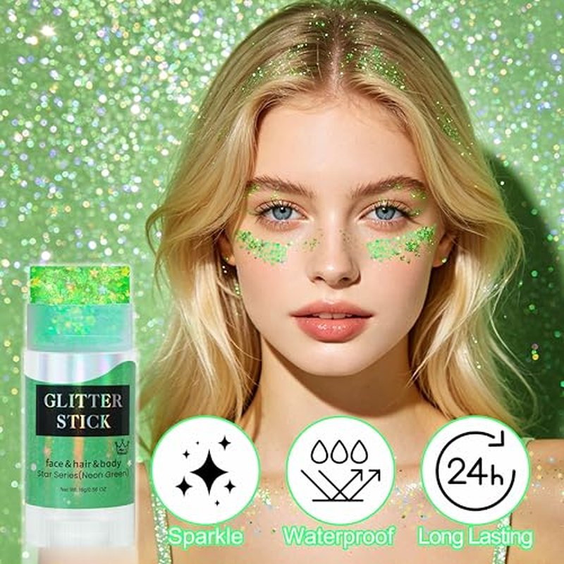 MEICOLY Neon Green Body Glitter Stick for St. Patrick's Day