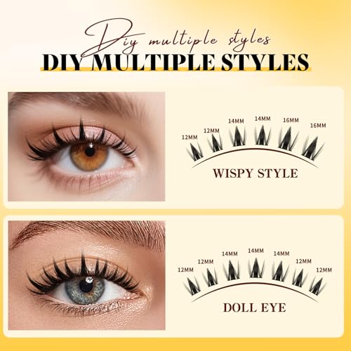 QUEWEL Manga Lash Clusters Kit 140pcs 10-18mm w/ Bond & Seal