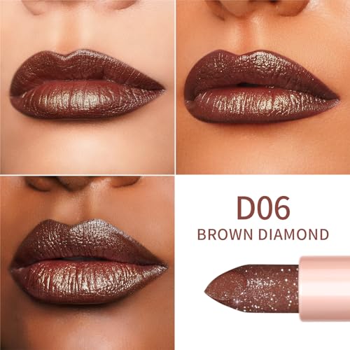 Oulac Shimmer Brown Lipstick - Diamond Sparkle High Shine