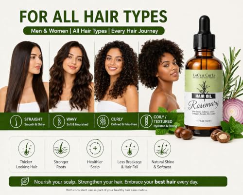 Rosemary Hair Oil for Hair Growth – Scalp Treatment with Castor, Biotin & Keratin, Nourishing Oil for Thicker-Looking Hair