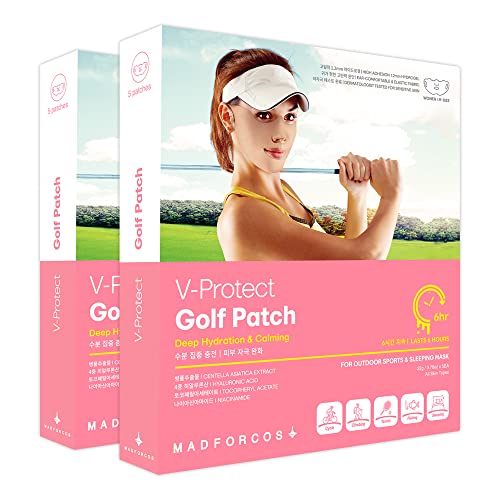 V-Protect Golf Sunscreen Patch for Golf & Outdoor Sports ? UV Protection, Hydrating & Cooling Face Patches | 10 Count (Medium Size)