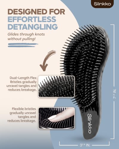 Slinkko Detangler Brush - Pain-Free Hairbrush for Curly & Wavy Hair