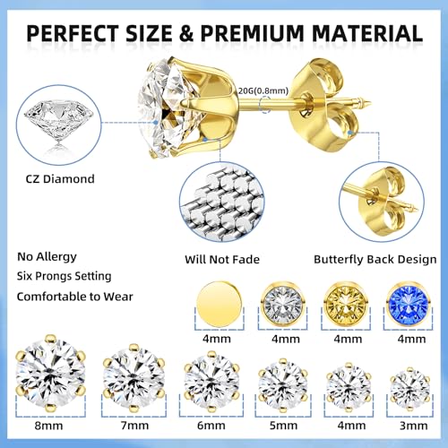 Novopiercing Gold Self Ear Piercing Gun Kit with 18 Pairs of CZ & Steel Ear Studs